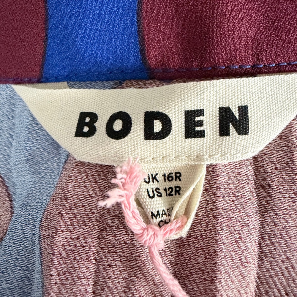 Boden Blue Burgundy Polka Dot Pleated Midi Skirt Womens 12R New - Picture 4 of 6